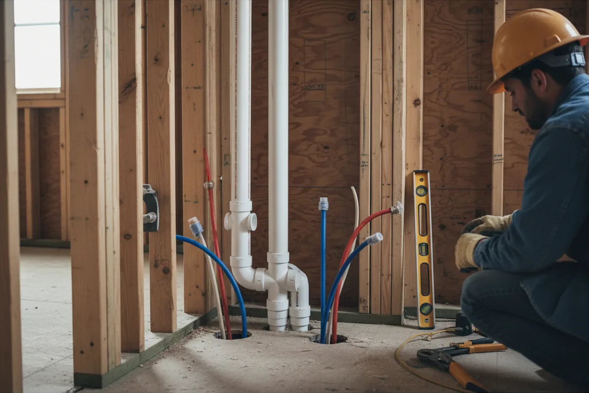 Drain and supply rough-in during Drain Cleaning in Streamwood